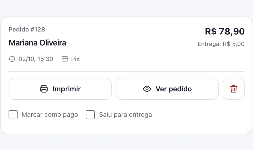 Detalhe de um pedido de demonstração no Deliverso